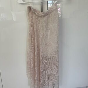 Asymmetrical Lace Skirt in Cream